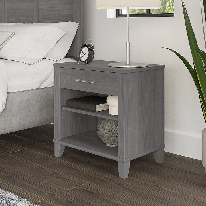 Laia 1 - Drawer Nightstand in Ash Gray Union Rustic Color: Platinum Gray