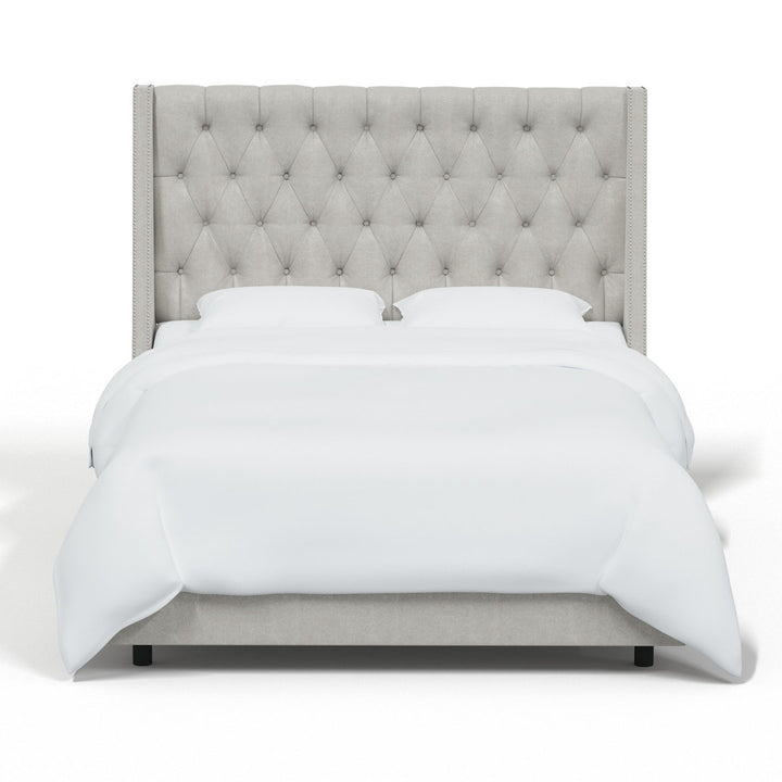 Annabel Upholstered Wingback Bed Kelly Clarkson Home Size: King Body Fabric: Mystere Dove Performance Velvet