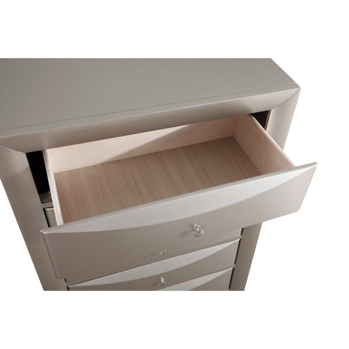 Marilla 5-Drawer Chest Glory Furniture Color: Silver