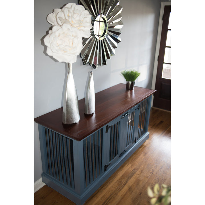 Damien Double Wide Credenza Pet Crate Archie & Oscar™ Top Finish: Concord Cherry, Base Finish: Caribbean Dream