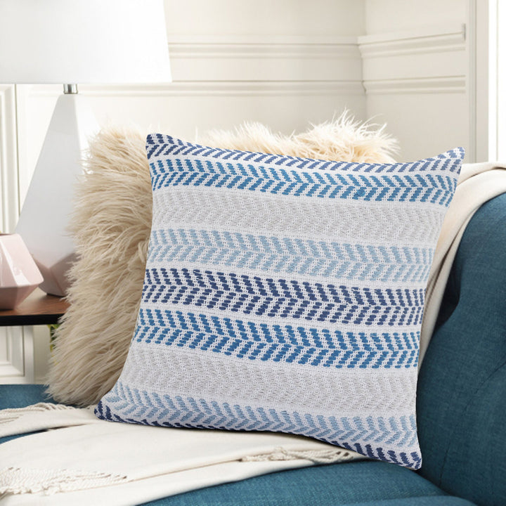 Hand-Woven Chevron Cotton Throw Pillow Rajani Home Color: Blue