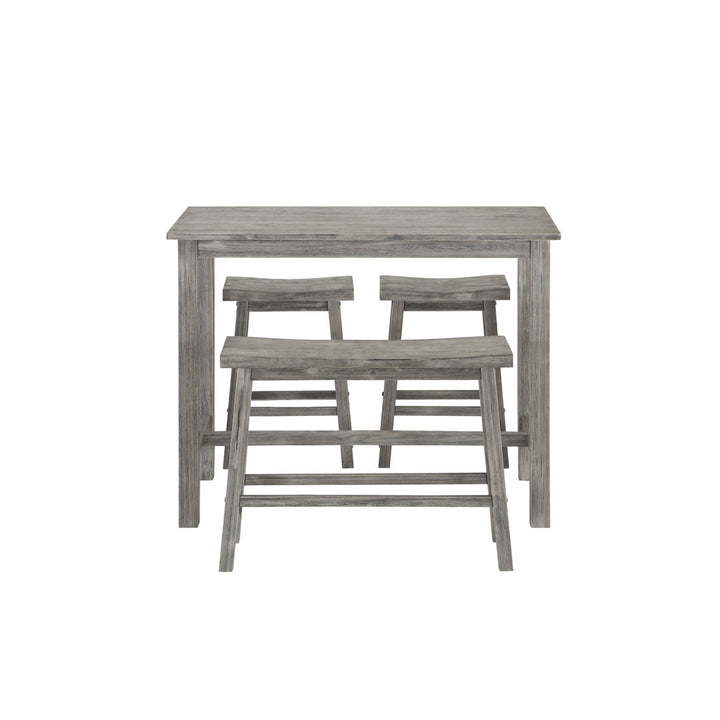 Colynn 4 - Person Counter Height Rubberwood Solid Wood Dining Set Dakota Fields Color: Storm Gray Wire-Brush