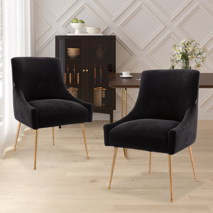Magallanes Velvet Upholstered Side Chair (Set of 2) Willa Arlo™ Interiors Upholstery Color: Black