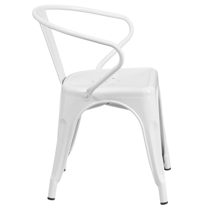 Hucheson Metal Indoor-Outdoor Chair with Arms Flash Furniture Seat Finish: White