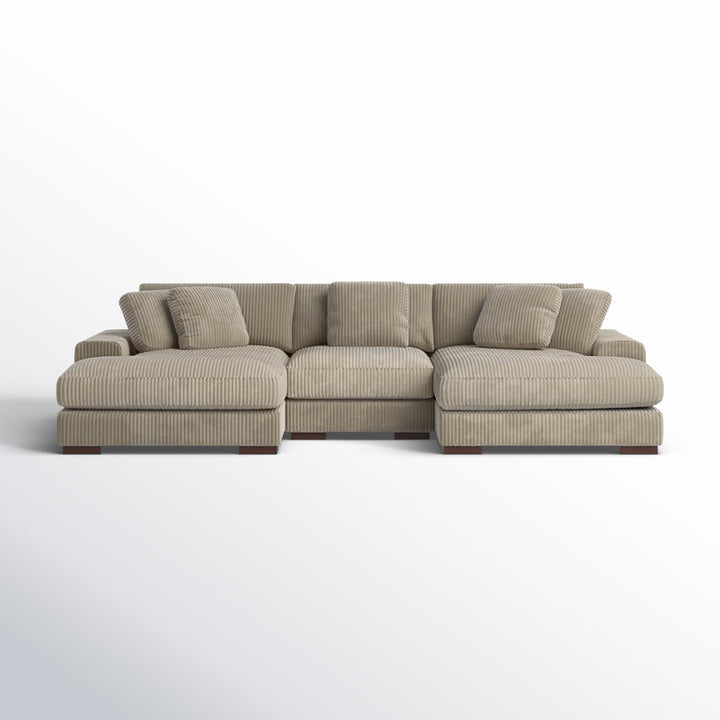 Cabbar 3-Piece Upholstered Sectional Wade Logan® Body Fabric: Camel Corduroy