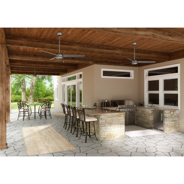 44" Cassius 3 - Blade Outdoor Standard Ceiling Fan with Pull Chain Hunter Fan Finish: Matte Silver