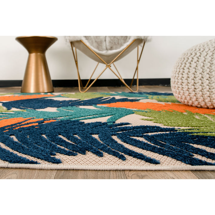 Hernandez Floral Blue/Green/Orange Indoor & Outdoor Area Rug Beachcrest Home™ Rug Size: Rectangle 7'10" x 10'