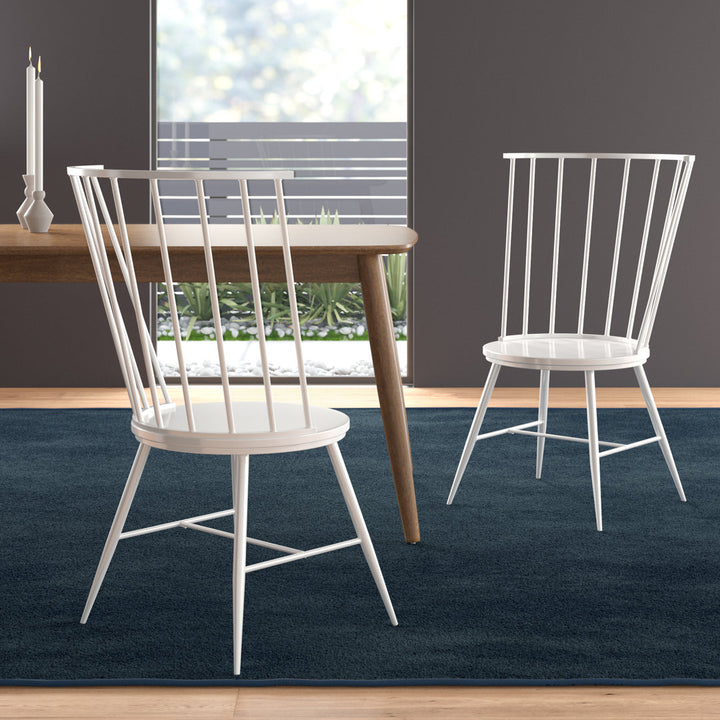 Kennamer Metal Slat Back Side Chair (Set of 2) Laurel Foundry Modern Farmhouse® Color: White
