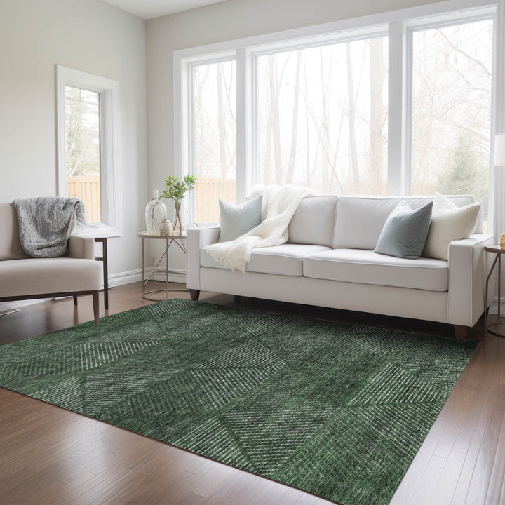Malchow Geometric Machine Woven Polyester Indoor / Outdoor Area Rug in Green Langley Street® Rug Size: Rectangle 8' x 10'