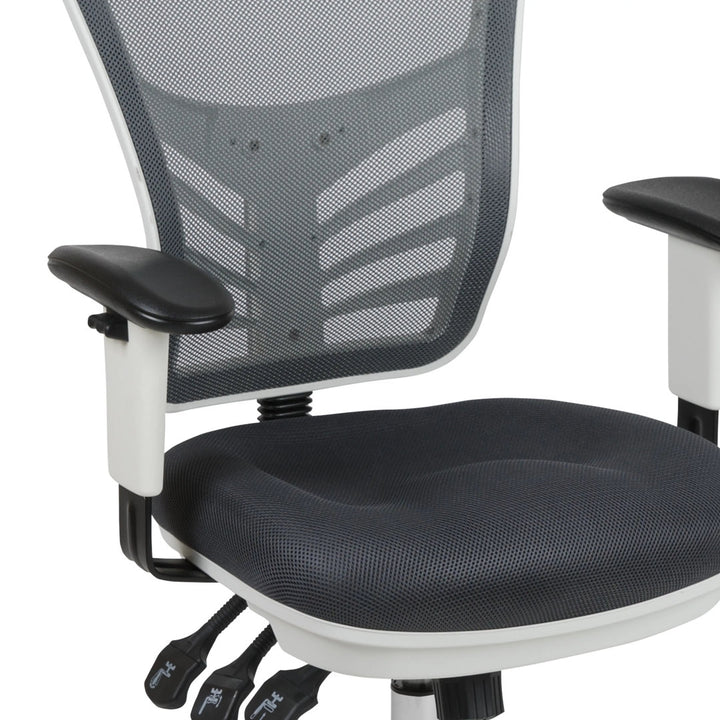 Siyer Mid-Back Mesh Ergonomic Office Chair with Adjustable Arms by Flash Furniture Flash Furniture Frame Color: White, Upholstery Color: Black