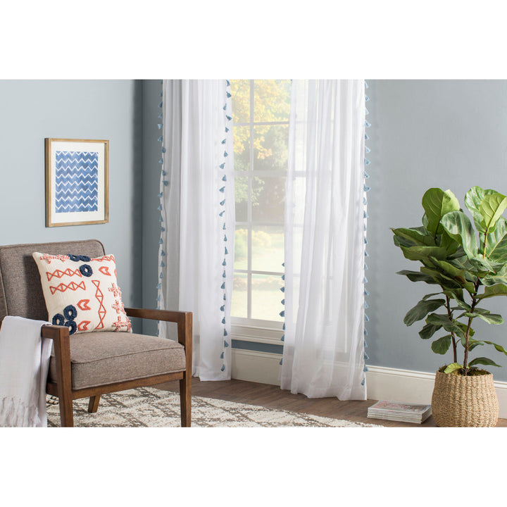 Brackett 100% Cotton Solid Semi-Sheer Rod Pocket Single Curtain Panel Dakota Fields Curtain Color: Blue