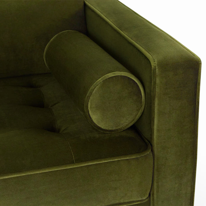 Geo 84" Upholstered Sofa AllModern Fabric: Bella Forest Performance Velvet