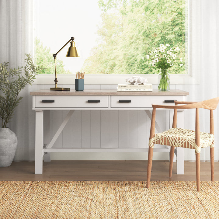 Bankston Desk with Built in Outlets Beachcrest Home™ Color: Natural/White