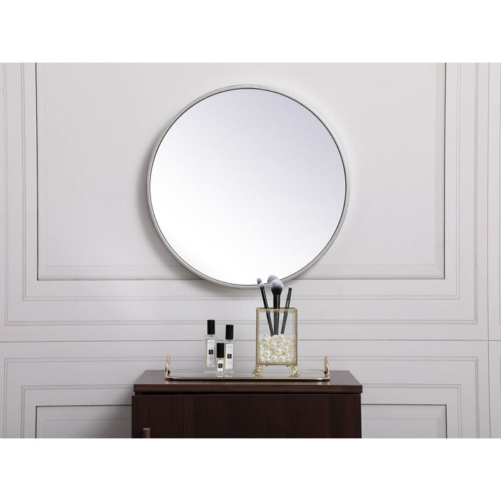 Sabine Metal Round Wall Mirror RE/FINE™ Size: 36" x 36" Finish: Silver