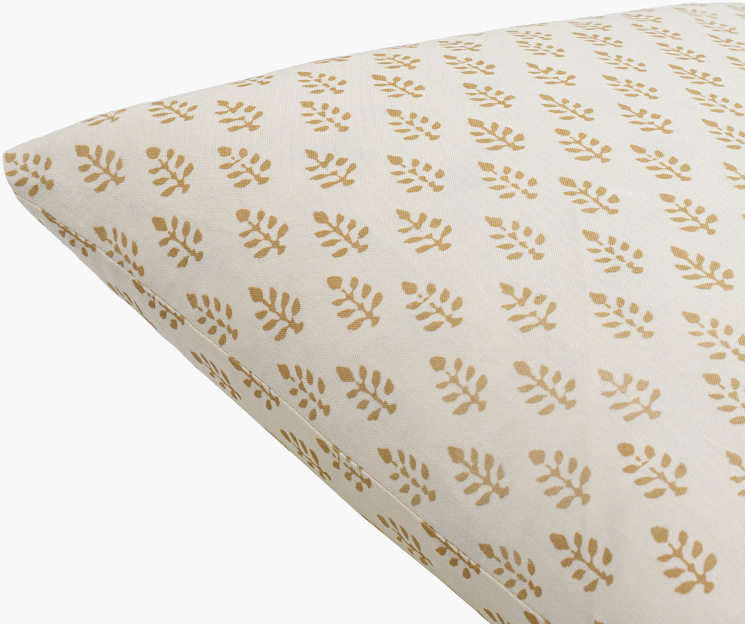 Gigi Block Print Pillow - Mustard/Beige 18x18 w Poly Insert