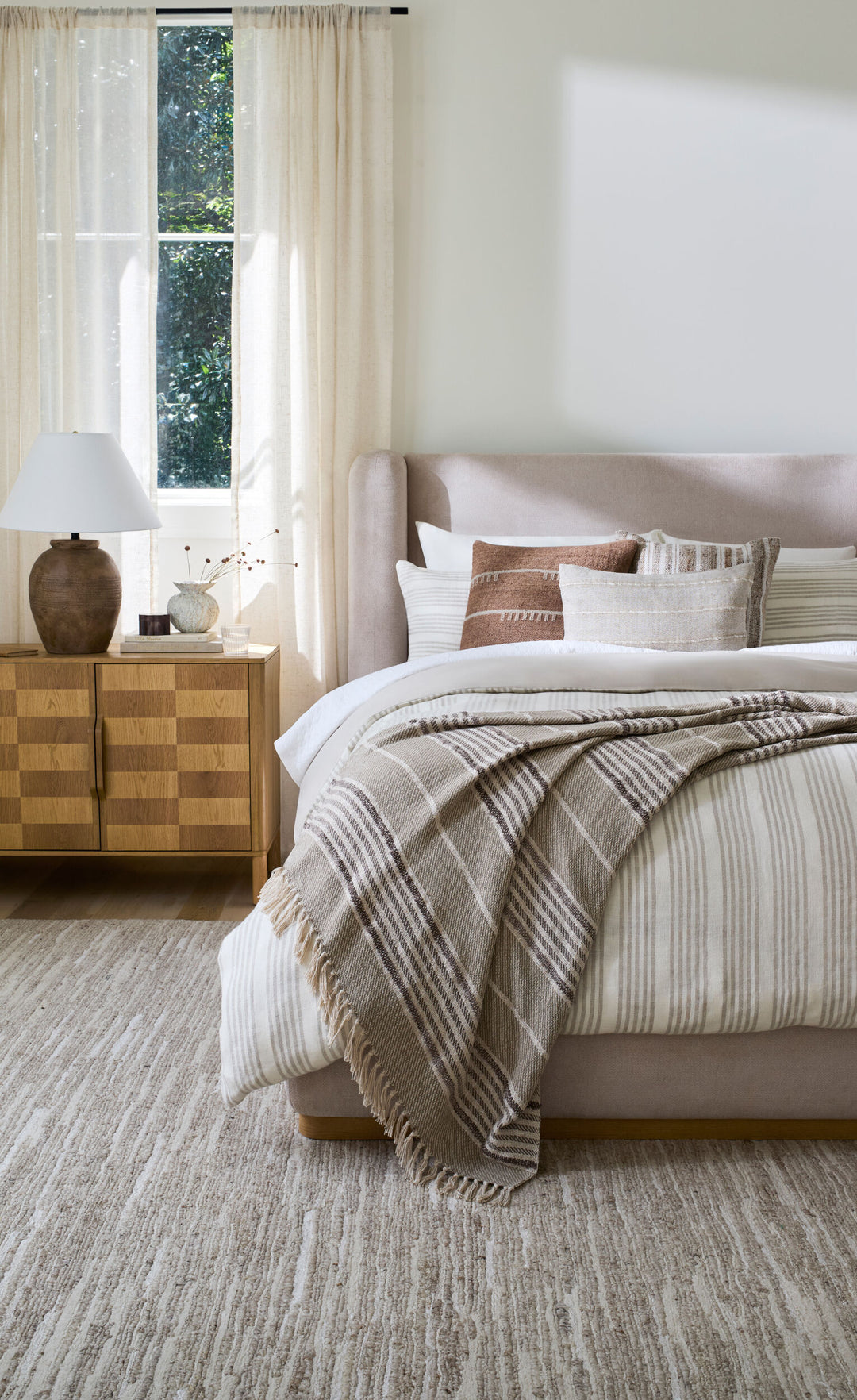 Soft Stripe Pillow Natural - 20" x 20"