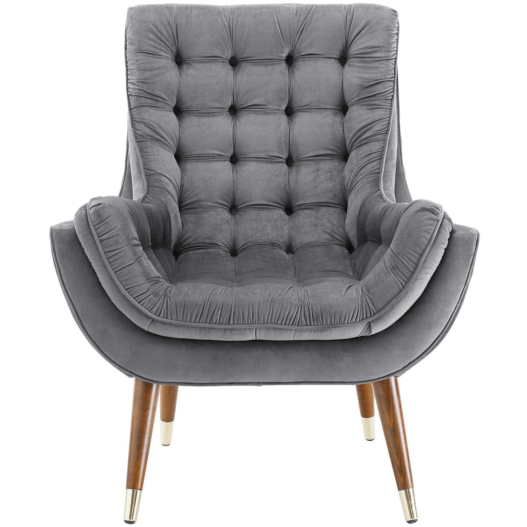 Sutton Velvet Lounge Chair Gray