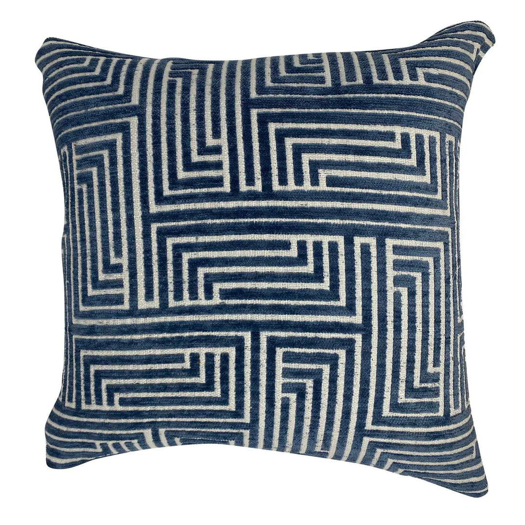 Blue Maze Geometric Reversible Throw Pillow-18"x18"