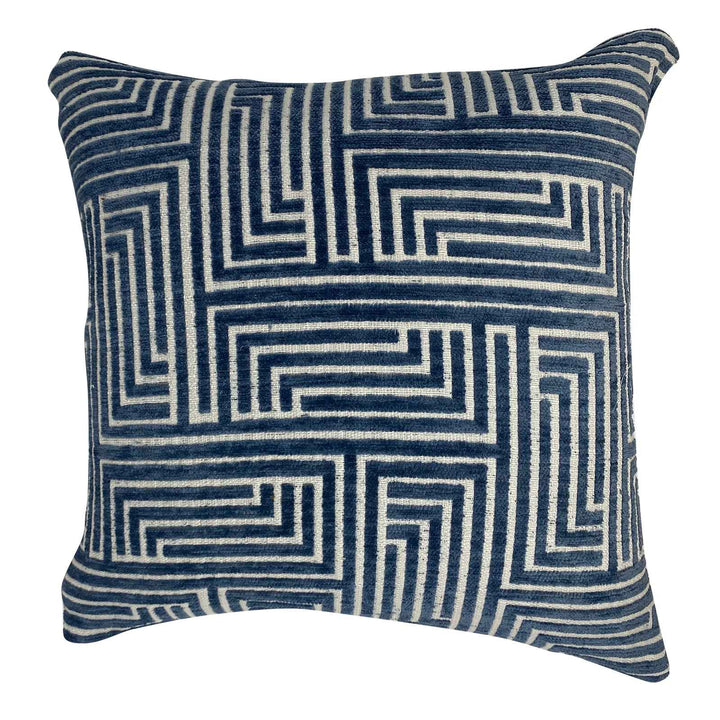 Blue Maze Geometric Reversible Throw Pillow-18"x18"