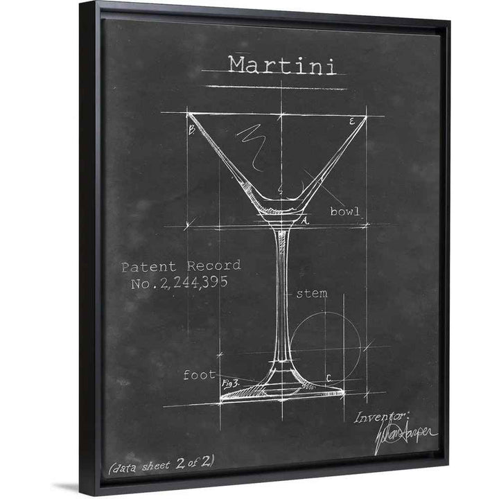 " Barware Blueprint V " on Canvas-21.7"x17.7"