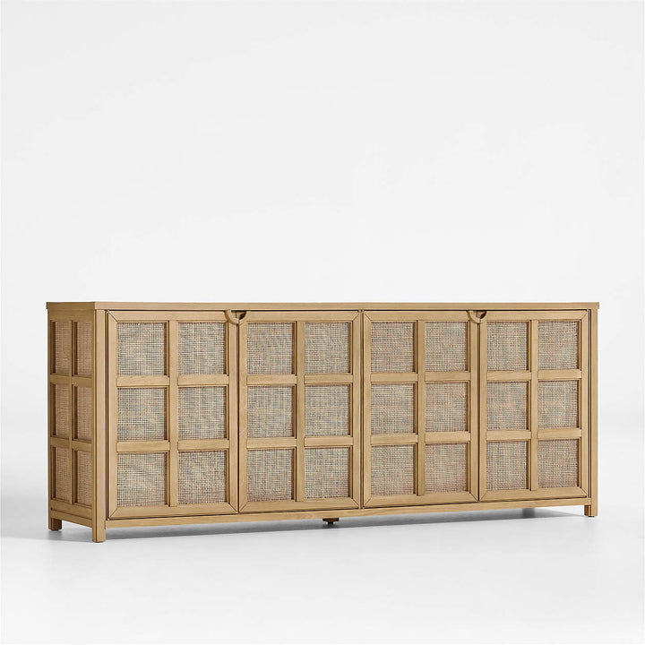 Campagna Rattan and Natural Oak Wood Storage Media Console