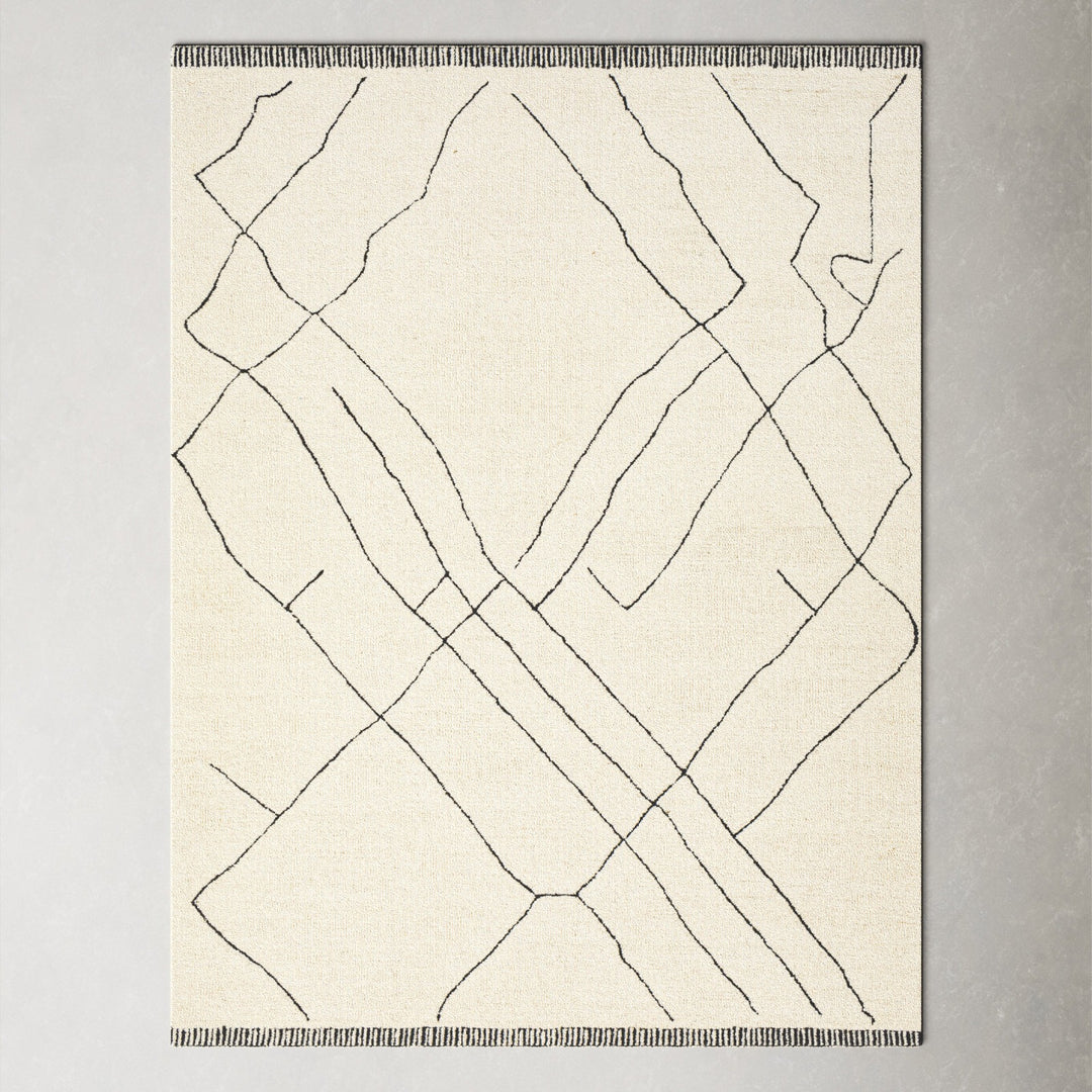 Isla Hand Tufted Wool CreamBlack Rug