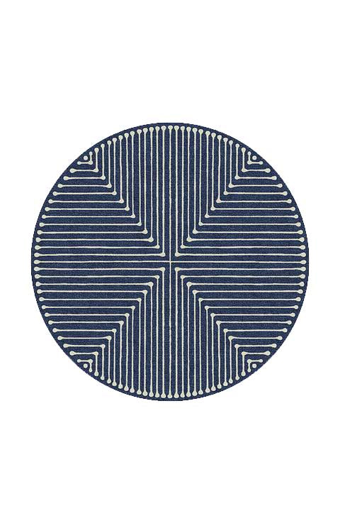 Jonathan Adler Inkdrop Lapis Blue Round Rug-6'x6'