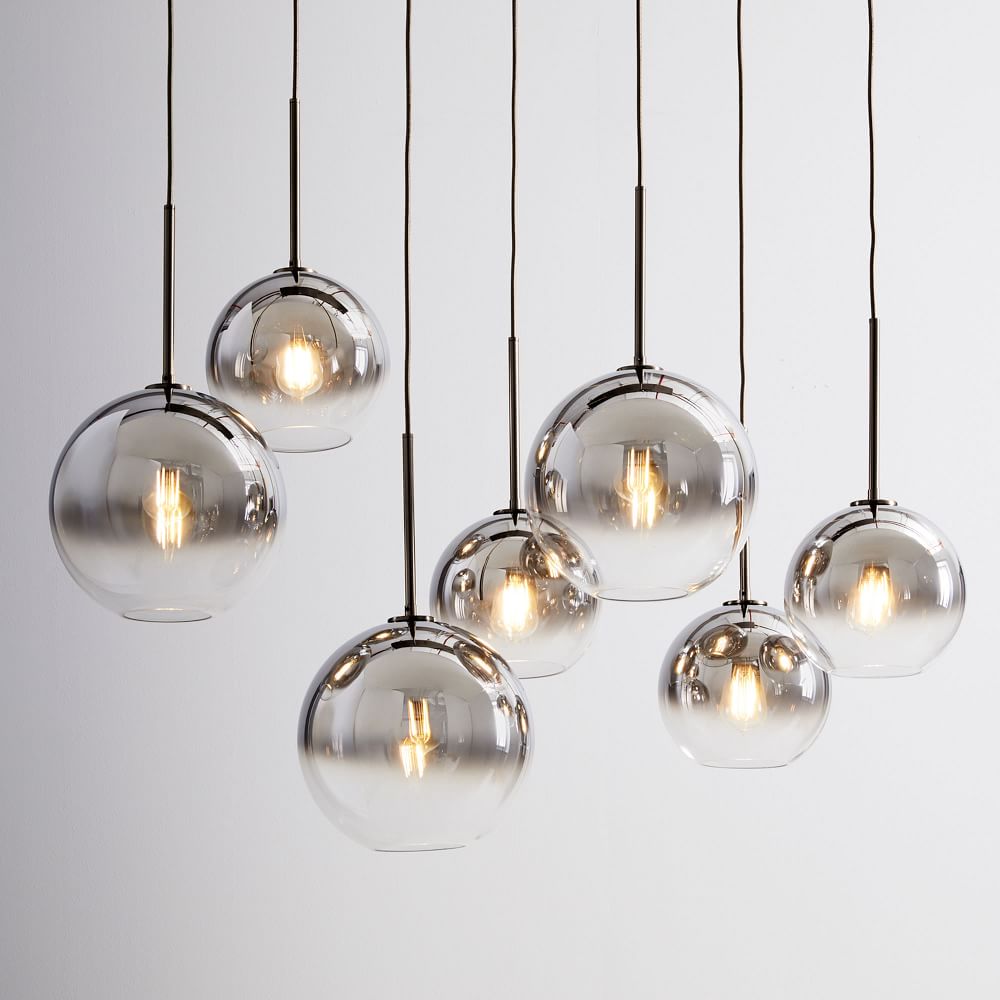 Sculptural Glass 7 Light Globe Chandelier Metallic Ombre