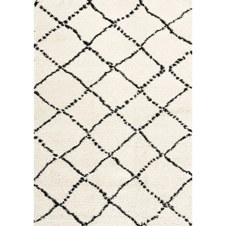 Lydon Geometric Ivory Black Area Rug-7'10''x10'10''