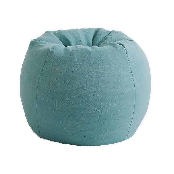 Jute Cotton Blend Dusty Turquoise Bean Bag Chair Slipcover No insert