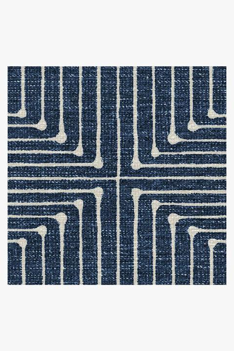 Jonathan Adler Inkdrop Lapis Blue Round Rug-6'x6'