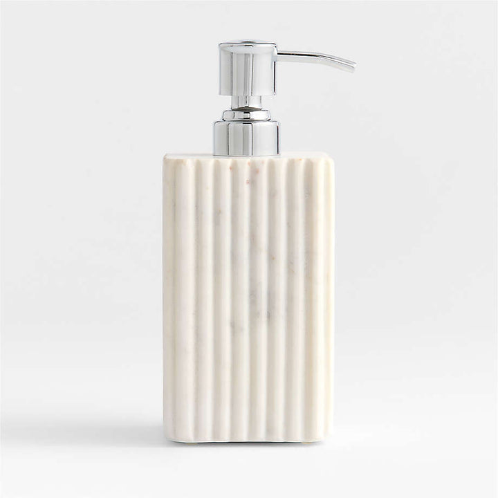 Carmen Fluted White Marble Soap Pump