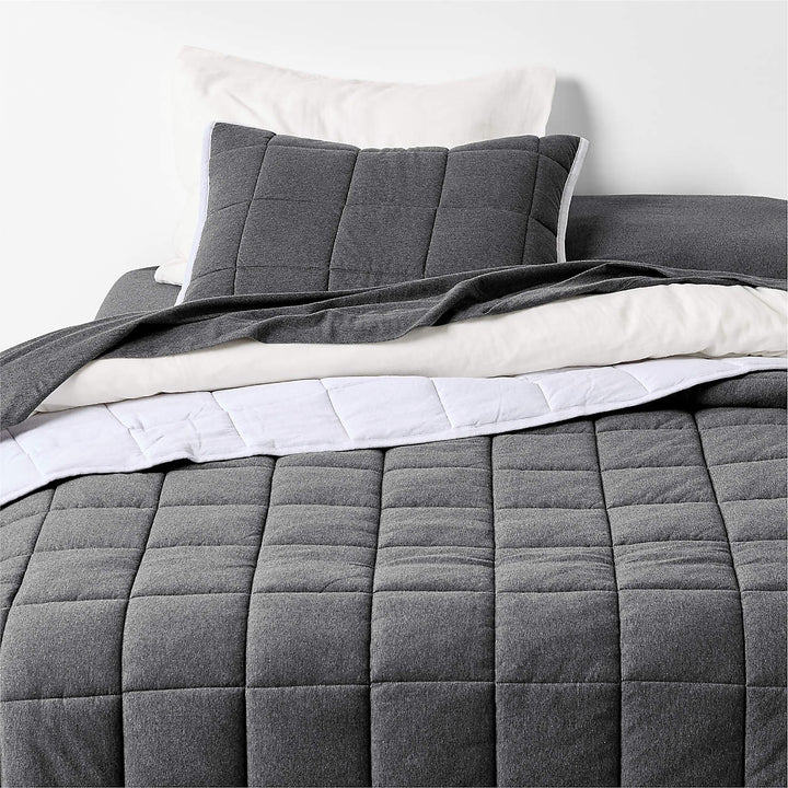 Comfy Tee Charcoal Reversible Organic Cotton Jersey Kids Quilt-Twin
