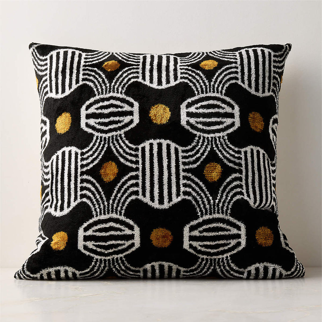 Telo Black and White Turkish Silk Throw Pillow
