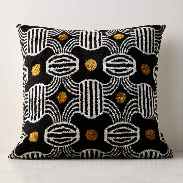 Telo Black and White Turkish Silk Throw Pillow