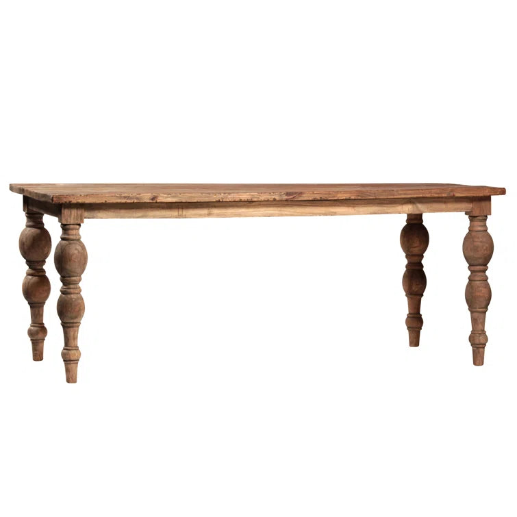 Campbell Rectangular Reclaimed Mindi Wood Carved 4-Leg Dining Table