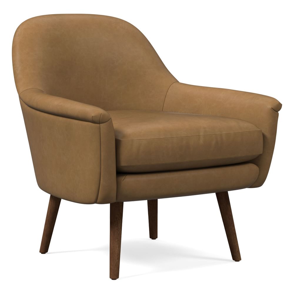 Phoebe Leather Chair Wood Legs