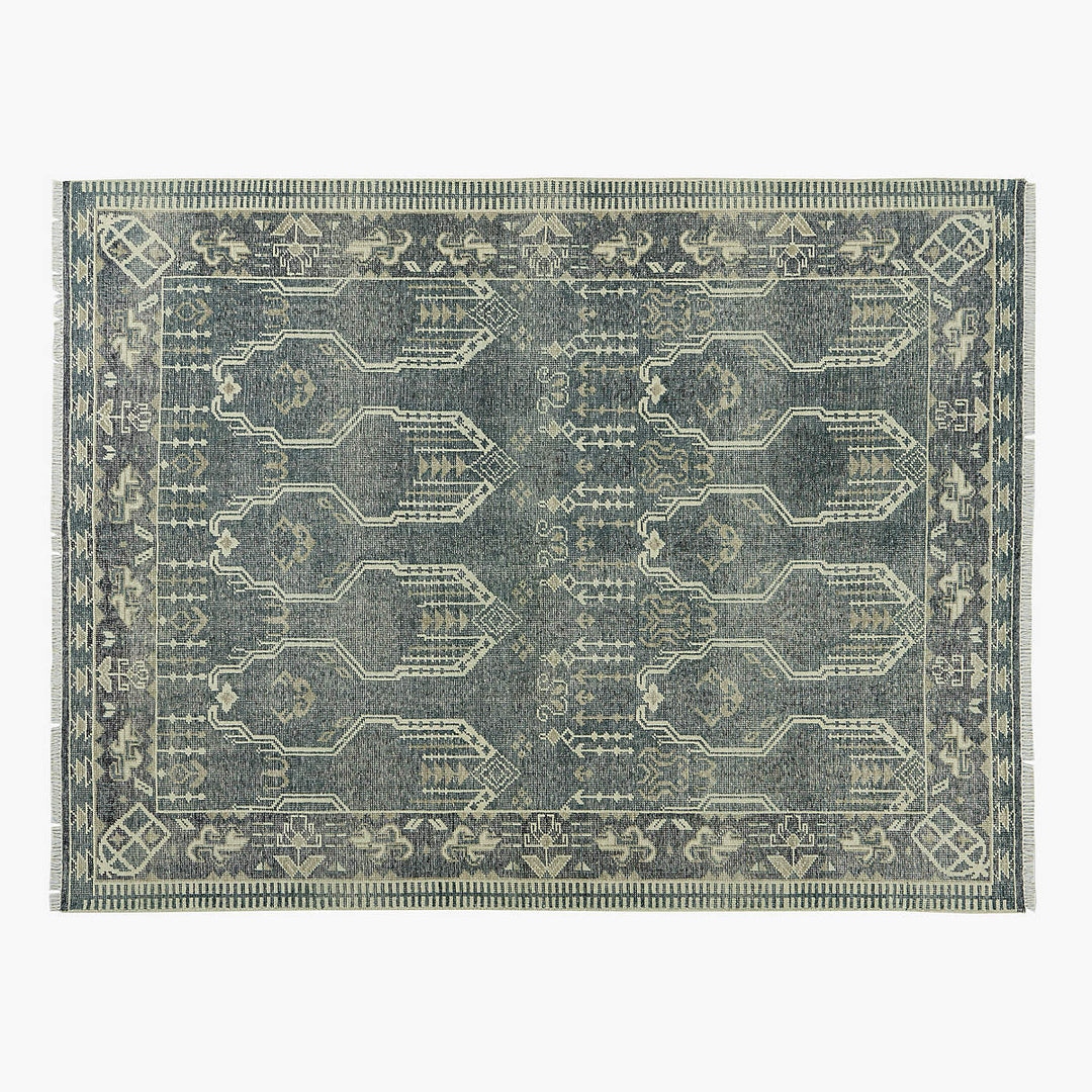 CALA SMOKED GREEN HAND KNOTTED NEW ZEALAND WOOL AREA RUG