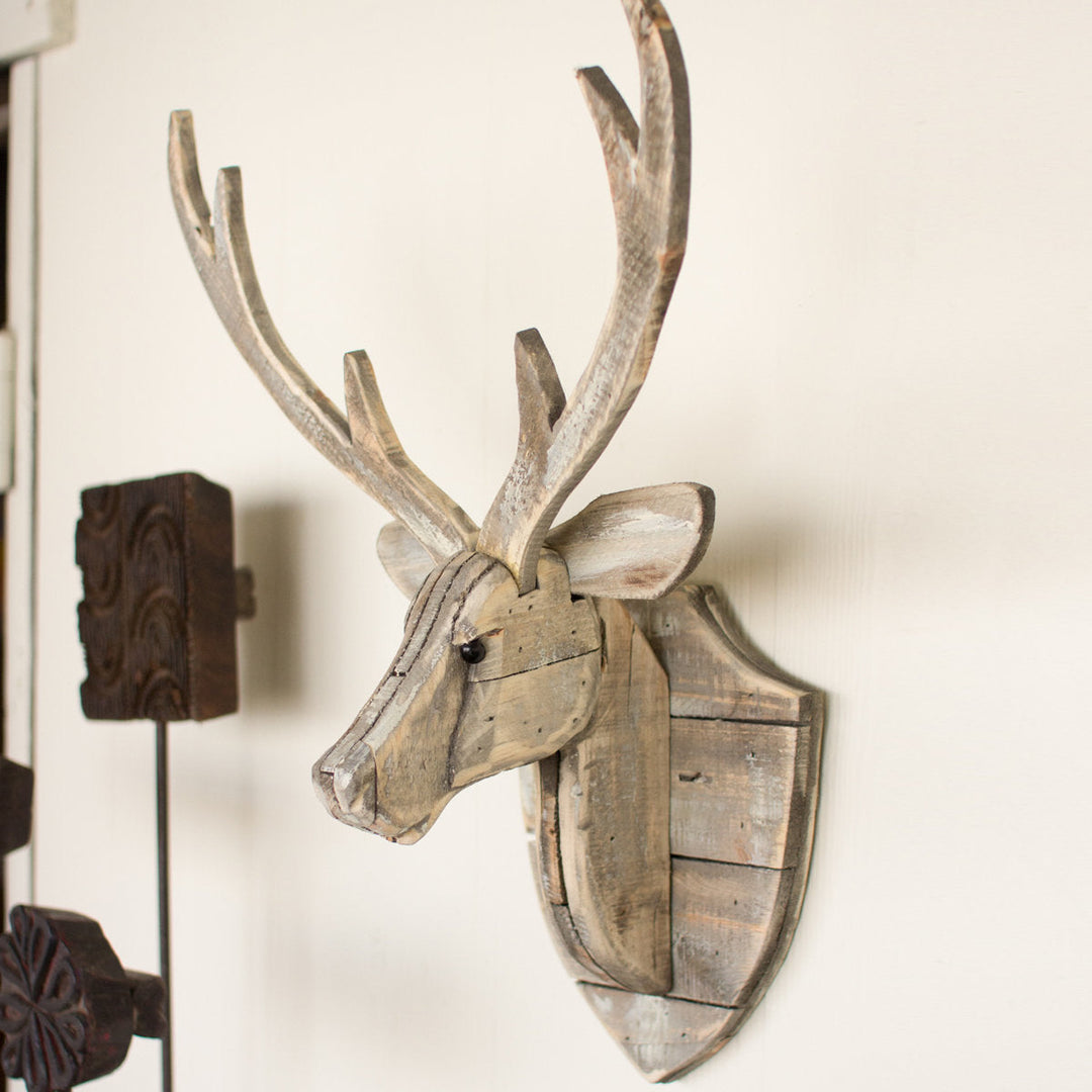 Recycled Wooden Deer Head Wall Hanging