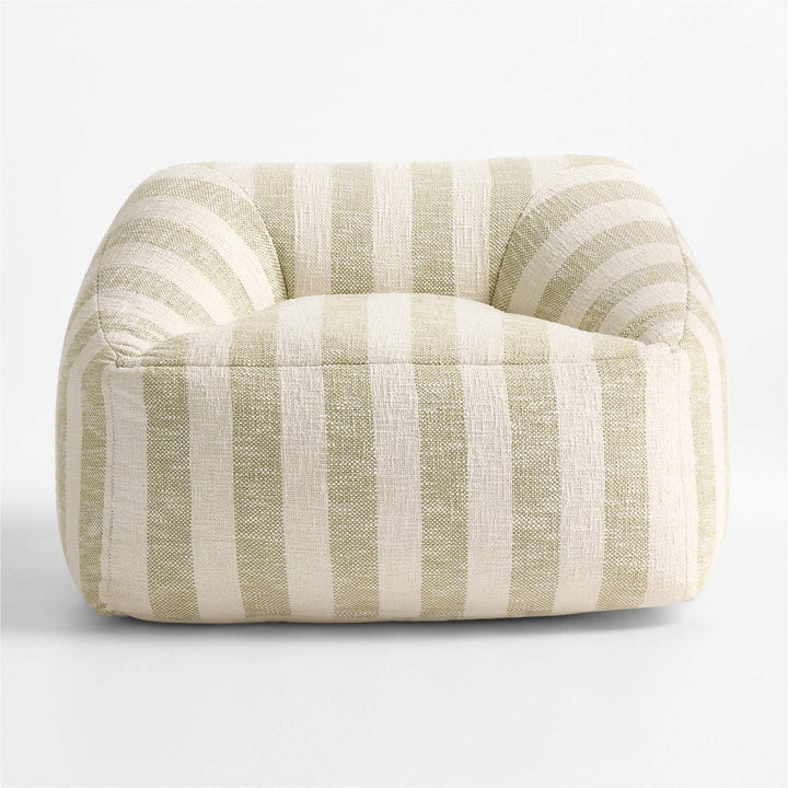 Moss Green Striped Kids Lounge Chair