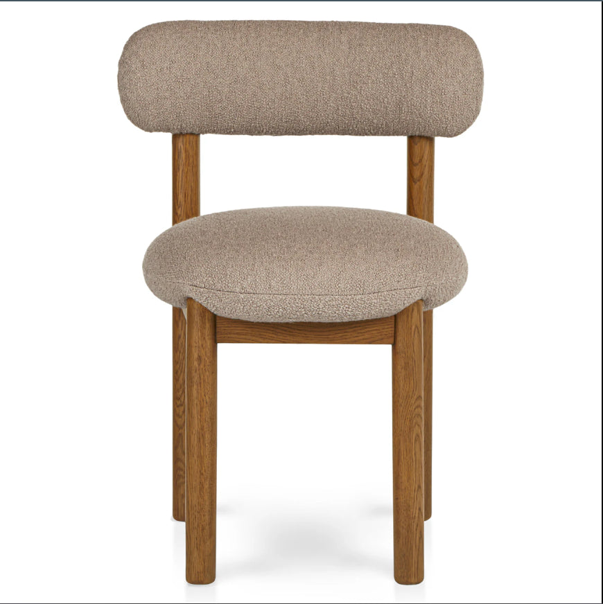 Munk Sandstone Wool Bouclé Smoked Oak Dining Chair Set Of 2