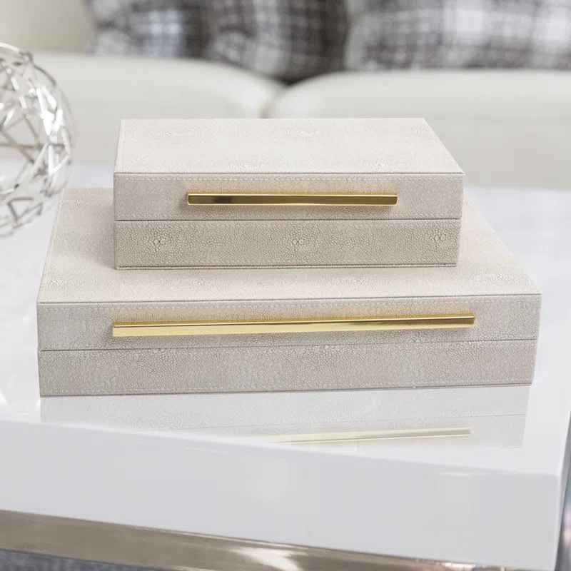 Selecia 2 Piece Handmade Faux Leather Decorative Box Set