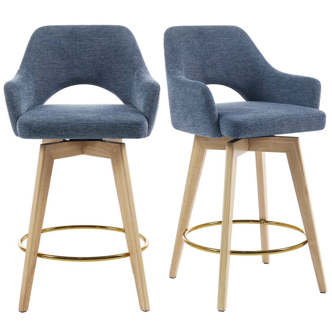 Lovetro Swivel Full Back Counter Stool-Set of 2