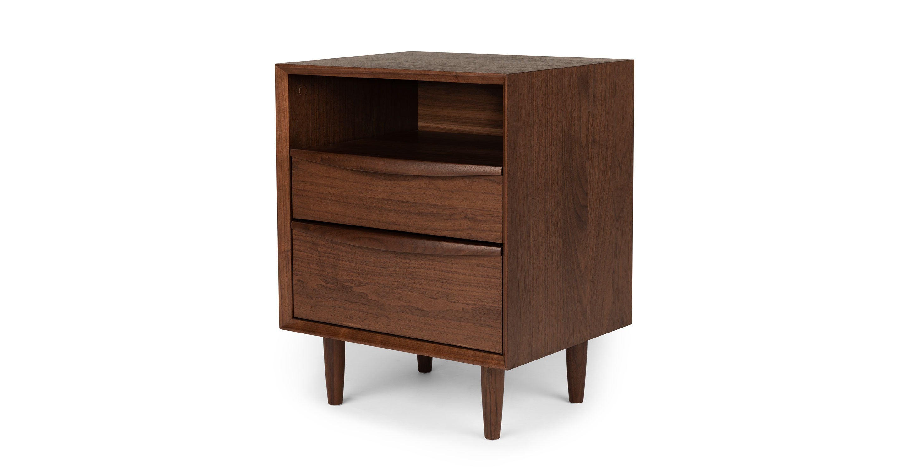 Lenia Walnut 2 Drawer Nightstand – Spacejoy
