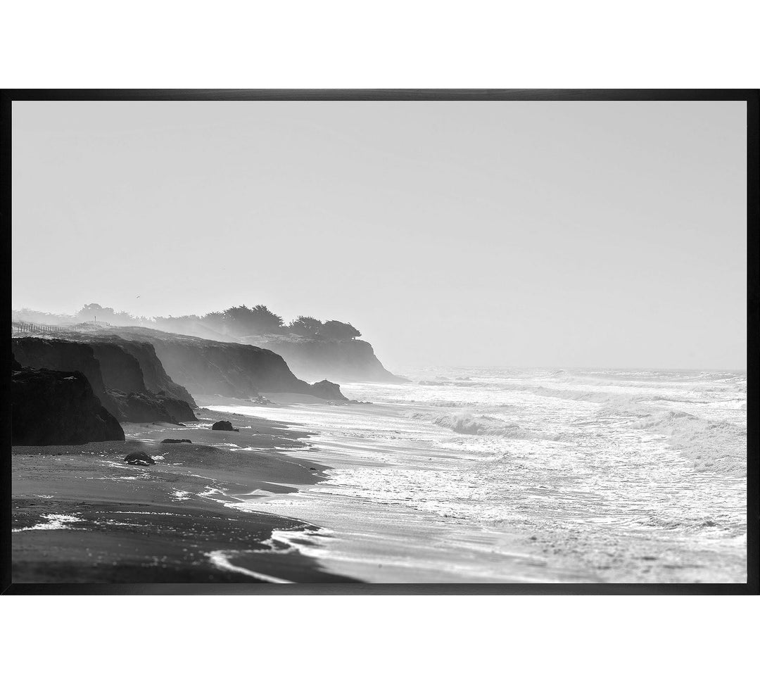 California Coast Black And White With Frame 42"x28"