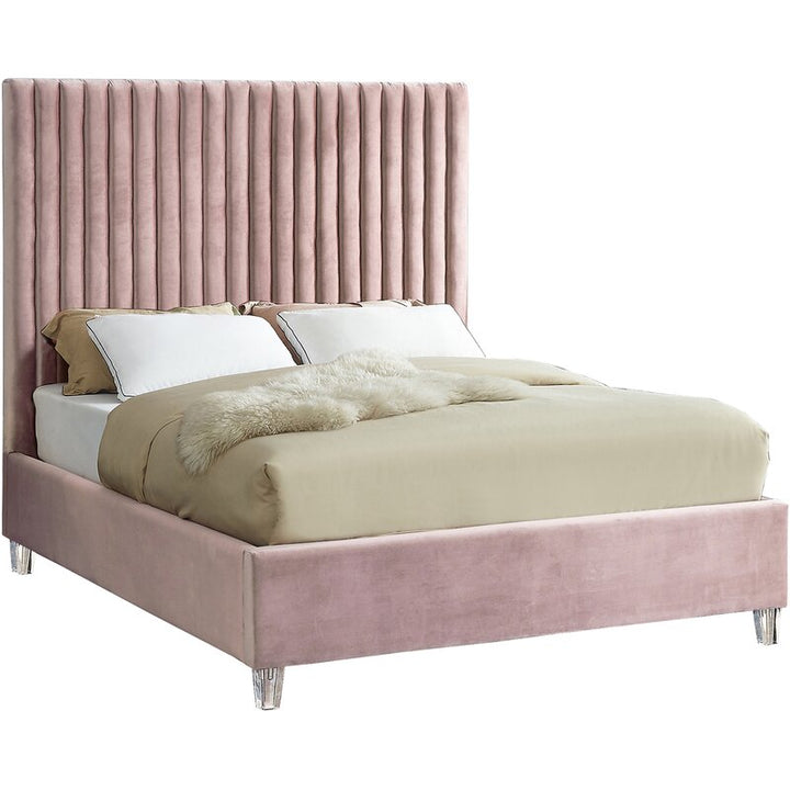 Queen Pink Fuiloro Tufted Upholstered Low Profile Platform Bed