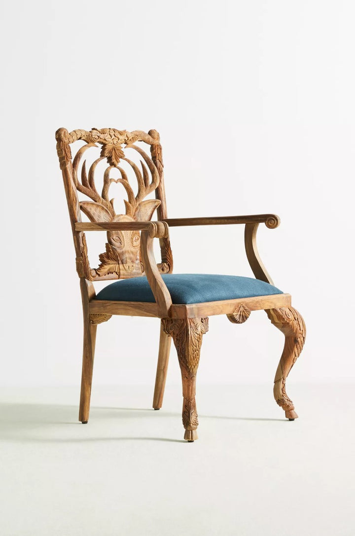Handcarved Menagerie Deer Armchair