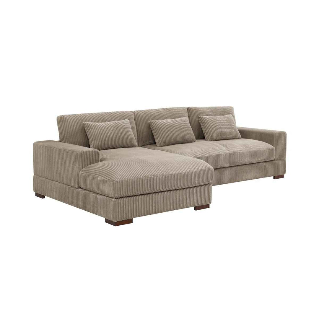 Modern Corduroy Sectional Sofa With Chaise