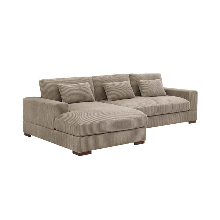 Modern Corduroy Sectional Sofa With Chaise
