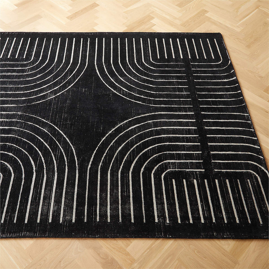 ASTI BLACK AND WHITE HAND TUFTED NEW ZEALAND WOOL AREA RUG